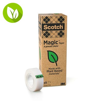 Scotch® Magic™ Cinta adhesiva invisible y ecológica de oficina, torre de 9 rollos, 19 mm x 33 m - 1