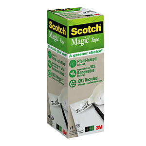 Scotch® Magic™ Cinta adhesiva invisible y ecológica de oficina, torre de 9 rollos, 19 mm x 33 m Scotch® Magic™ Cinta adhesiva invisible y ecológica de oficina, torre de 9 rollos, 19 mm x 33 m