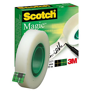 Scotch® Magic™ Cinta adhesiva invisible de oficina, transparente, 12 mm x 33 m