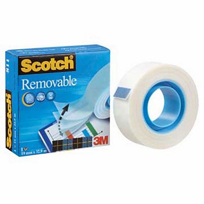 Scotch® Magic™ Cinta adhesiva invisible removible de oficina, transparente, 19 mm x 32,9 m - 1
