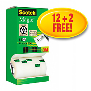 Scotch® Magic™, Confezione di nastro trasparente, 19 mm x 33 m, Confezione da 14 pezzi Scotch® Magic™, Confezione di nastro trasparente, 19 mm x 33 m, Confezione da 14 pezzi