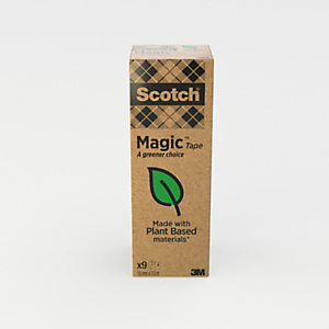Scotch® Magic™ ''A Greener Choice'' Nastro adesivo invisibile, Confezione da 9 rotoli, 19 mm x 33 m Scotch® Magic™ ''A Greener Choice'' Nastro adesivo invisibile, Confezione da 9 rotoli, 19 mm x 33 m