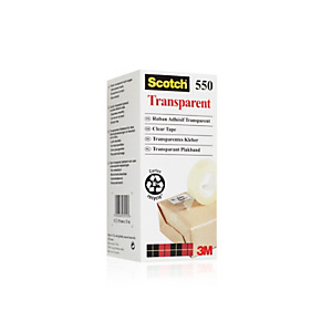 SCOTCH® Nastro adesivo 550, Polipropilene bi-orientato, Trasparente, 19 mm x 33 m (confezione 8 rotoli confezionati singolarmente)