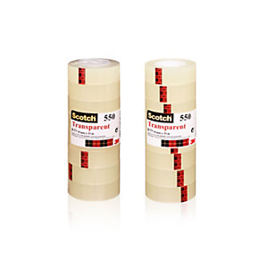 SCOTCH® Nastro adesivo 550, Polipropilene bi-orientato, Trasparente, 19 mm x 33 m (confezione 8 rotoli)