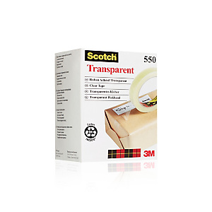 SCOTCH® Nastro adesivo 550, Polipropilene bi-orientato, Trasparente, 19 mm x 66 m (confezione 8 rotoli confezionati singolarmente) SCOTCH® Nastro adesivo 550, Polipropilene bi-orientato, Trasparente, 19 mm x 66 m (confezione 8 rotoli confezionati singolarmente)