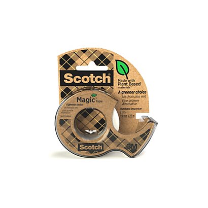 SCOTCH® Nastro adesivo Magic™ 'A Greener Choice invisibile e scrivibile in chiocciola, Trasparente, 19 mm x 20 m - 1