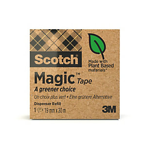 SCOTCH® Nastro adesivo Magic™ A Greener Choice invisibile e scrivibile, Trasparente, 19 mm x 30 m