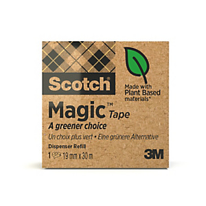 SCOTCH® Nastro adesivo Magic™ A Greener Choice invisibile e scrivibile, Trasparente, 19 mm x 30 m