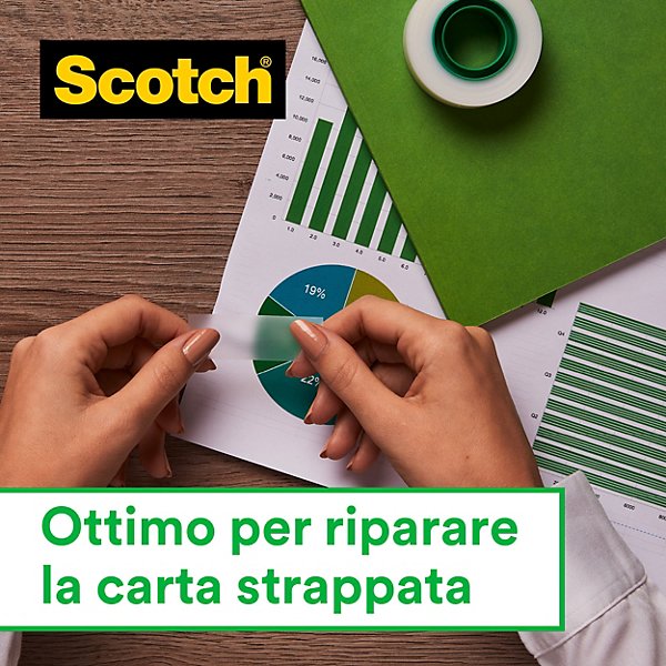 SCOTCH® Nastro adesivo Magic™ A Greener Choice invisibile e scrivibile, Trasparente, 19 mm x 33 m (confezione 9 rotoli) - 3