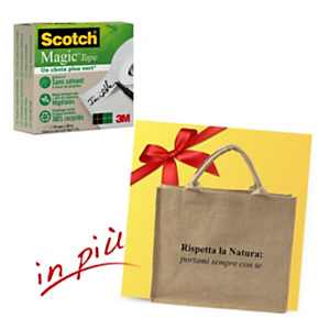 Scotch® Offerta 12 rotoli nastro adesivo invisibile Magic™ "A Greener Choice", 19 mm x 30 m + 1 borsa shopper compresa nel prezzo Scotch® Offerta 12 rotoli nastro adesivo invisibile Magic™ "A Greener Choice", 19 mm x 30 m + 1 borsa shopper compresa nel prezzo