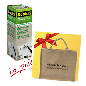 Scotch® Offerta 18 rotoli nastro adesivo invisibile Magic™ "A Greener Choice", 19 mm x 33 m + 1 borsa shopper compresa nel prezzo Scotch® Offerta 18 rotoli nastro adesivo invisibile Magic™ "A Greener Choice", 19 mm x 33 m + 1 borsa shopper compresa nel prezzo