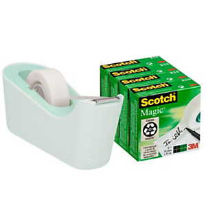 Scotch® Offerta risparmio Dispenser tendinastro C18 colore Menta + 4 nastri Magic™ 19 mm x 33 m Scotch® Offerta risparmio Dispenser tendinastro C18 colore Menta + 4 nastri Magic™ 19 mm x 33 m