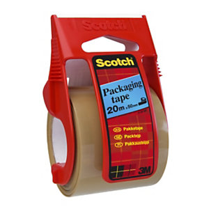 Scotch® Ruban d'emballage avec dévidoir jetable, lame métallique, polypropylène, marron, 50 mm x 20 m