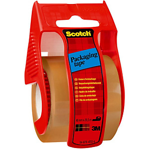 Scotch® Ruban d'emballage avec dévidoir jetable, lame métallique,  polypropylène, marron, 50 mm x 20 m - Dévidoirs et kits