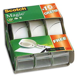 SCOTCH® SCOTCH Lot spécial CADDY PACK 2 (+1 gratuit) dévidoir adhésif Scotch® Magic™ 19 mm x 7,5 m