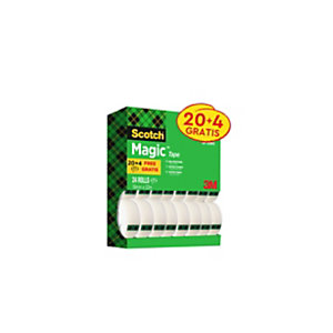 SCOTCH® Value pack Nastro adesivo invisibile e scrivibile, 19 mm x 33 m, Trasparente (confezione 20 rotoli + 4 in omaggio)