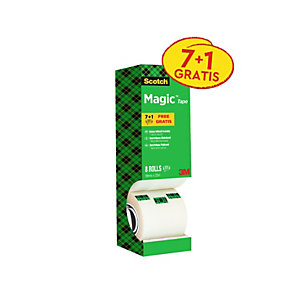 SCOTCH® Value pack Nastro adesivo Magic™ 810 invisibile e scrivibile, 19 mm x 33 m, Trasparente (confezione 7 rotoli + 1 in omaggio)
