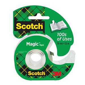 Scotch Dévidoir escargot ruban adhésif + 1 ruban Magic Tape invisible largeur 19 mm x longueur 25 m