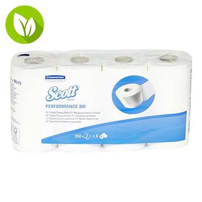 SCOTT® Performance Rollo de papel higiénico Doméstico de 2 capas y 42 m, paquete de 8 rollos