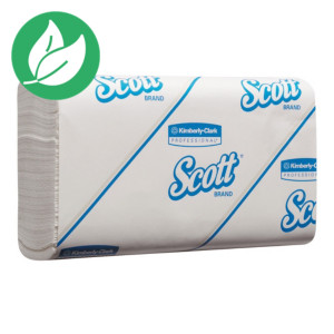 Scott Slimfold, serviettes en papier pliées, simple épaisseur, enchevêtrées, 110 feuilles, 190 mm, blanc