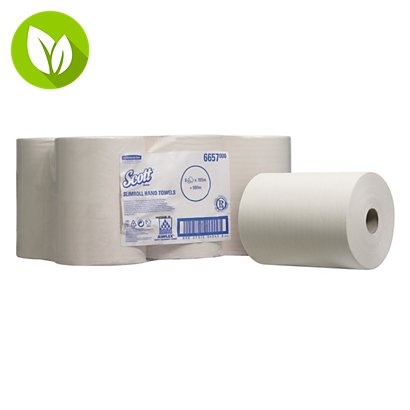 Scott® Slimroll Rollo de toallitas de papel de limpieza, 1 capa, 200 mm, blanco - 1