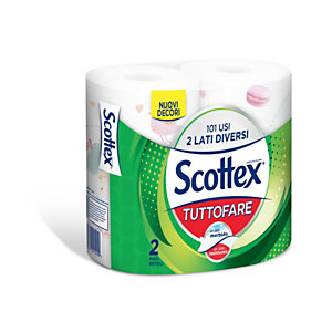 SCOTTEX Carta da cucina, 2 veli, 84 strappi, Bianco (confezione da 2 pezzi)  - Bobine e Carta Asciugamani