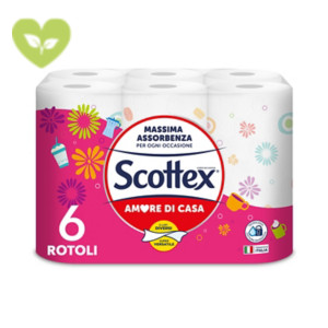 SCOTTEX Carta da cucina Amore di casa, 2 veli, 68 strappi (confezione 6 pezzi) SCOTTEX Carta da cucina Amore di casa, 2 veli, 68 strappi (confezione 6 pezzi)