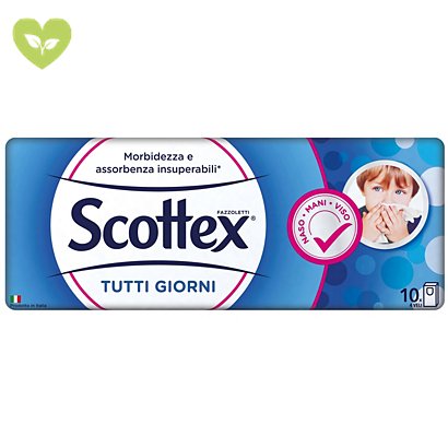 SCOTTEX Fazzoletti, 4 veli, 9 fogli, 210 x 210 mm, Bianco (confezione 10 pacchetti)