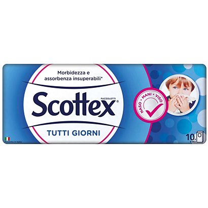 SCOTTEX Fazzoletti, 4 veli, 9 fogli, 210 x 210 mm, Bianco (confezione 10  pacchetti) - Prodotti per l'Igiene Personale