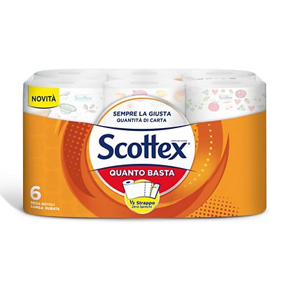 SCOTTEX Quanto Basta Carta asciuga tutto in rotolo, Doppio velo, Bianco  (confezione 6 rotoli) - Bobine e Carta Asciugamani