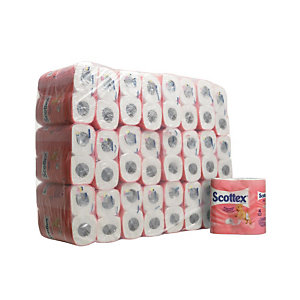 SCOTTEX Rollo de papel higiénico estándar, 2 capas, 140 hojas, en relieve, 94 mm, blanco