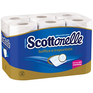 SCOTTEX Rotolo di carta igienica standard, 2 veli, Bianco (confezione 12 pezzi)