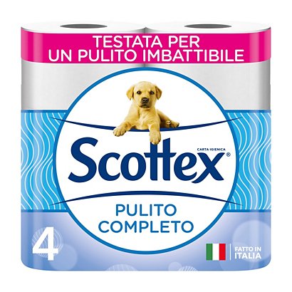SCOTTEX Rotolo di carta igienica standard Pulito Completo, 2 veli, 320  fogli, Bianco (confezione 4 pezzi) - Carta Igienica