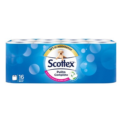 SCOTTEX Rotolo di carta igienica standard Pulito Completo, 2 veli, 320 fogli, Bianco