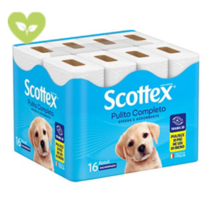 SCOTTEX Rotolo di carta igienica standard Pulito Completo Salvaspazio, 2 veli, 320 strappi, Bianco (confezione 64 rotoli) SCOTTEX Rotolo di carta igienica standard Pulito Completo Salvaspazio, 2 veli, 320 strappi, Bianco (confezione 64 rotoli)