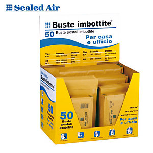 Sealed Air® Busta imbottita a bolle d'aria, AirCap®, Chiusura autoadesiva, Carta Kraft, Avana (confezione 50 pezzi)