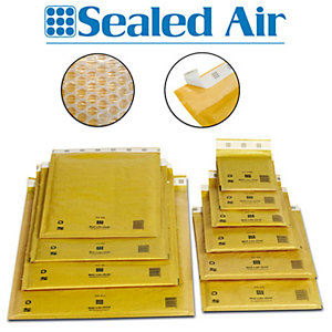 Sealed Air® Mail Lite, Busta imbottita a bolle d'aria, AirCap®, Autoadesiva, Carta Kraft, 160 x 110 mm, Oro (confezione 10 pezzi)