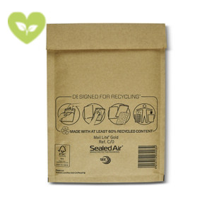 Sealed Air® Mail Lite Busta imbottita a bolle d'aria, Carta Kraft, Chiusura autoadesiva, C, 15 x 21 cm, Oro (confezione 100 pezzi) Sealed Air® Mail Lite Busta imbottita a bolle d'aria, Carta Kraft, Chiusura autoadesiva, C, 15 x 21 cm, Oro (confezione 100 pezzi)