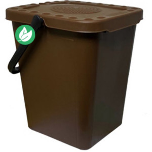 Seau collecteur de déchets biodégradables avec couvercle - Brun - 10 l