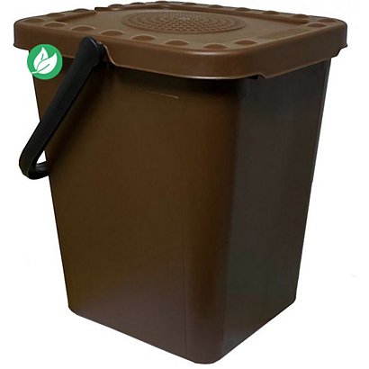 Seau collecteur de déchets biodégradables avec couvercle - Brun - 10 l - 1