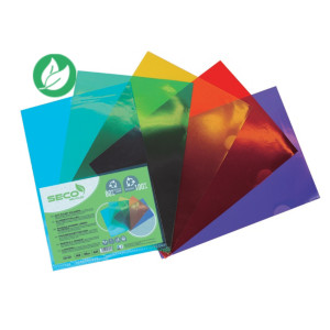 Seco Pochettes coins A4 en polypropylène 12/100° grainé - Coloris assortis - Paquet de 25 Seco Pochettes coins A4 en polypropylène 12/100° grainé - Coloris assortis - Paquet de 25