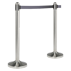 SECURIT Colonnina segnapercorso cromata - altezza 100 cm - nastro retrattile grigio da 210 cm SECURIT Colonnina segnapercorso cromata - altezza 100 cm - nastro retrattile grigio da 210 cm