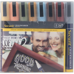 Securit® Marcatore a gesso liquido Securit, Punta a scalpello media, Colori Terra (confezione 8 pezzi) Securit® Marcatore a gesso liquido Securit, Punta a scalpello media, Colori Terra (confezione 8 pezzi)