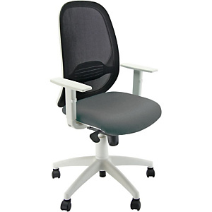 Sedia operativa ergonomica Grace con braccioli, Rete e tessuto ignifugo, Struttura bianco/Tessuto antracite Sedia operativa ergonomica Grace con braccioli, Rete e tessuto ignifugo, Struttura bianco/Tessuto antracite