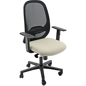 Sedia operativa ergonomica Grace con braccioli, Rete e tessuto ignifugo, Struttura nero/Tessuto beige Sedia operativa ergonomica Grace con braccioli, Rete e tessuto ignifugo, Struttura nero/Tessuto beige