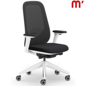 Sedia operativa ergonomica Join con braccioli, Tessuto ignifugo Gabriel Chili, Struttura Bianca, Schienale e Sedile Neri Sedia operativa ergonomica Join con braccioli, Tessuto ignifugo Gabriel Chili, Struttura Bianca, Schienale e Sedile Neri