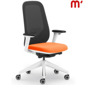 Sedia operativa ergonomica Join con braccioli, Tessuto ignifugo Gabriel Chili, Struttura Bianca, Schienale Nero, Sedile Arancione Sedia operativa ergonomica Join con braccioli, Tessuto ignifugo Gabriel Chili, Struttura Bianca, Schienale Nero, Sedile Arancione
