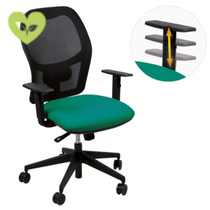 Sedia operativa ergonomica Kolor con braccioli, Tessuto polipropilene, Verde