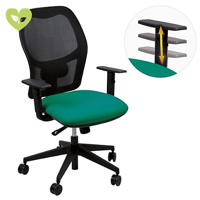 Sedia operativa ergonomica Kolor con braccioli, Tessuto polipropilene, Verde - 1