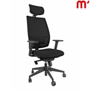 Sedia operativa ergonomica Melany con braccioli e poggiatesta, Tessuto ignifugo Runner 3D, Nero Sedia operativa ergonomica Melany con braccioli e poggiatesta, Tessuto ignifugo Runner 3D, Nero